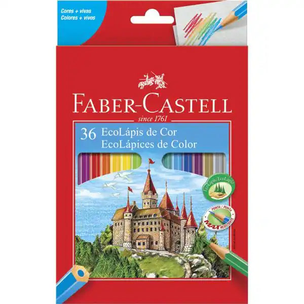 Lápis de Cor Sextavado EcoLápis 36 Cores Faber-Castell CX 1 UN