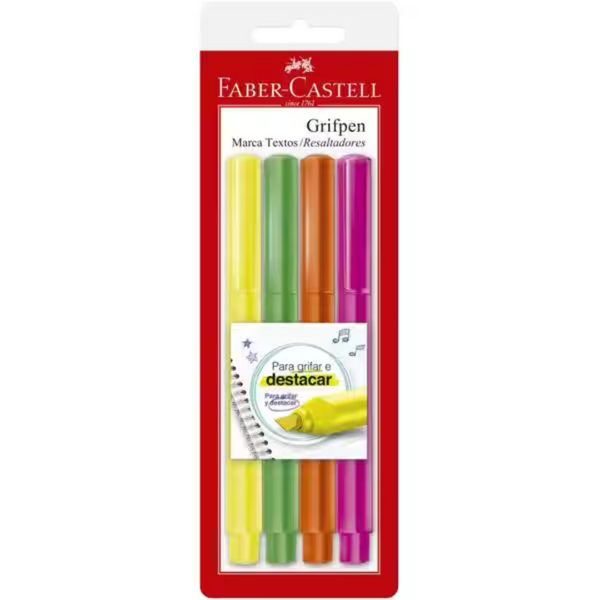 Marca Texto Grifpen 4 Cores Faber-Castell BT 4 UN