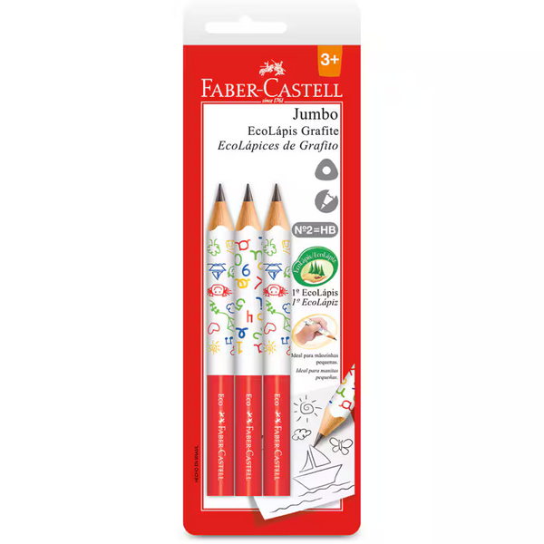 Lápis Grafite Triangular EcoLápis Jumbo n.2 HB Faber-Castell BT 3 UN