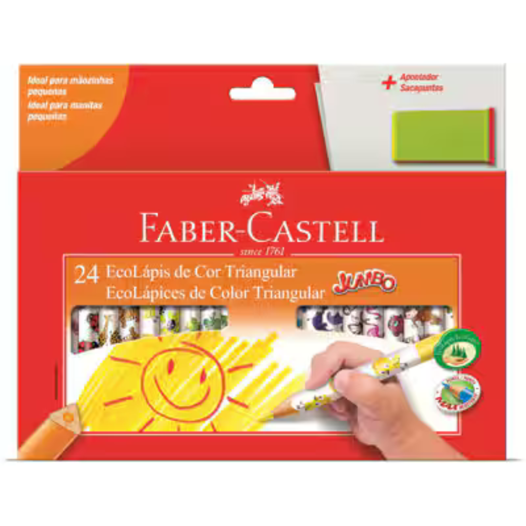 Lápis de Cor EcoLápis Jumbo Triangular 24 Cores Faber-Castell CX 1 UN